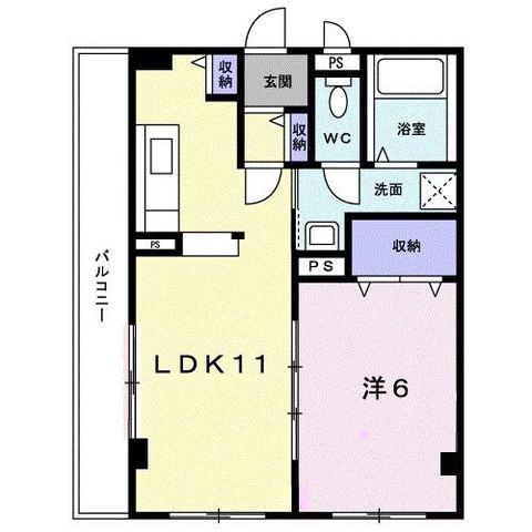 インフィニティ シバタ(1LDK/2階)の間取り写真