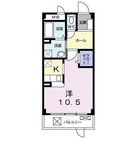 アドニスコートパートⅢ(ワンルーム/1階)の間取り写真