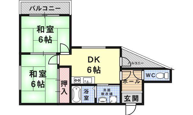 コーセー5番館(2LDK/2階)の間取り写真
