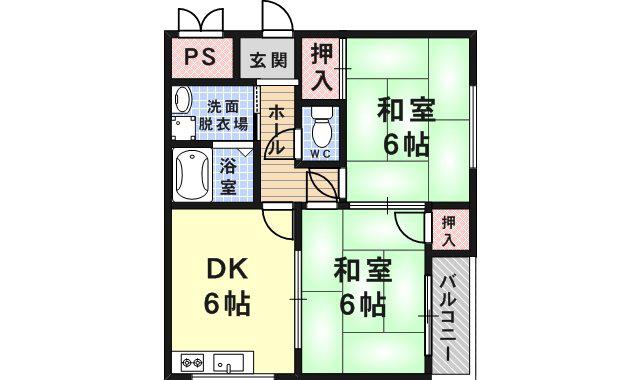 コーセー5番館(2DK/2階)の間取り写真