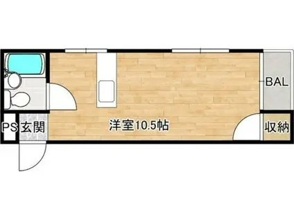 グレースハイツ 城南(1K/4階)の間取り写真