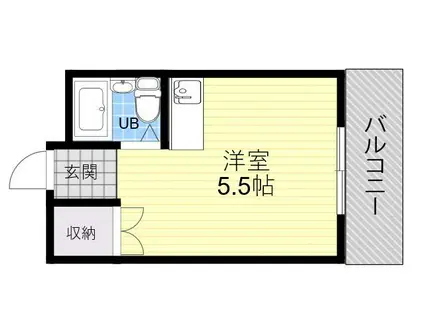 シャトー第1平野(ワンルーム/1階)の間取り写真