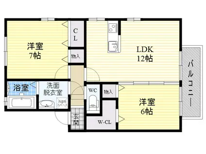 リビングタウン加美北 E棟(2LDK/2階)の間取り写真