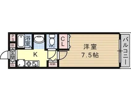 グランパレ(1K/5階)の間取り写真