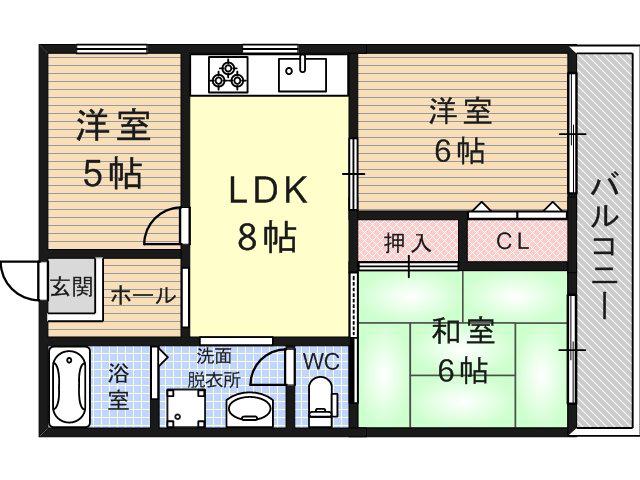 永田マンション(3LDK/4階)の間取り写真