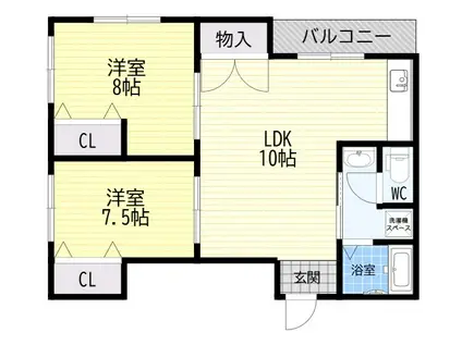 フローライマイ(2LDK/4階)の間取り写真