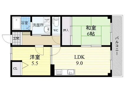 サンプラザ マツヤ(2LDK/4階)の間取り写真