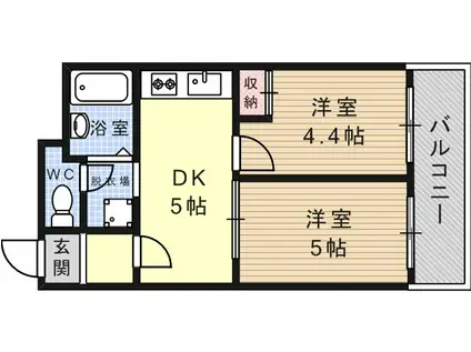朝日プラザ平野南(2DK/2階)の間取り写真