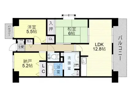 コンフォールアビタシオン(2LDK/7階)の間取り写真