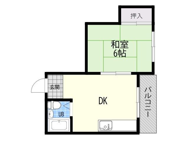 グランドハイツ加美東(1DK/2階)の間取り写真