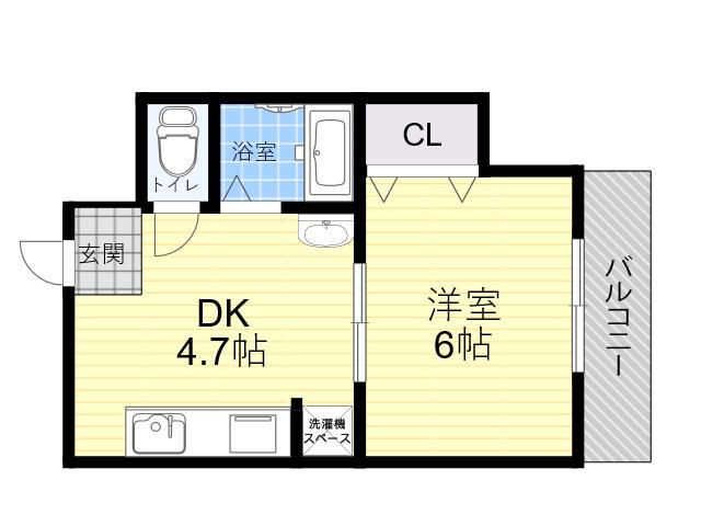 ジュネス平野西(1DK/1階)の間取り写真