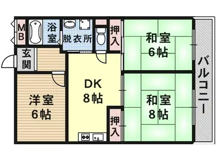 レジデンスひぐち(3LDK/4階)の間取り写真
