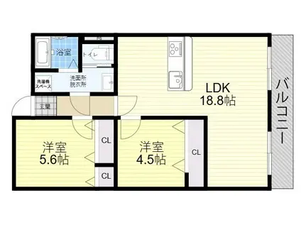 日の出マンション(2LDK/1階)の間取り写真