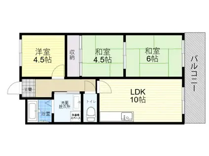 カーサ平野(3LDK/6階)の間取り写真