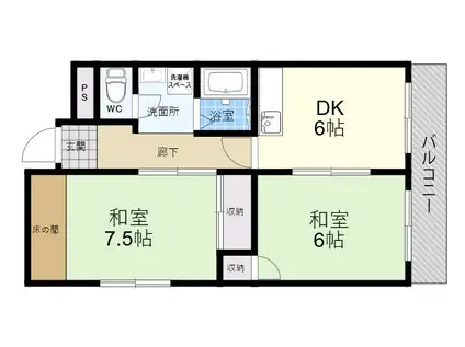 長吉コーポ第2(2DK/2階)の間取り写真