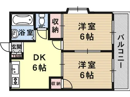 喜連ロイヤル1号館(2DK/2階)の間取り写真