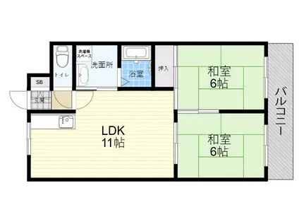 メゾンカタケ(2LDK/4階)の間取り写真