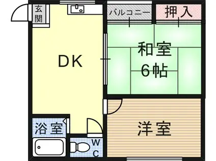サンハイツ葉月(2DK/3階)の間取り写真