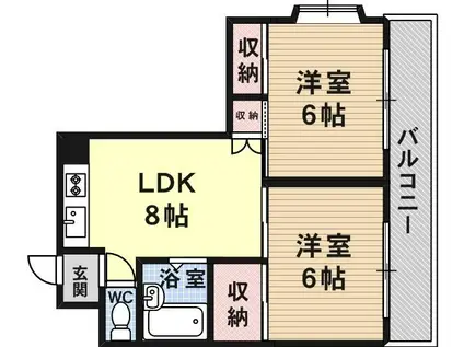 エスパス南巽(2LDK/5階)の間取り写真