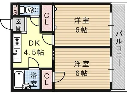 エスパス南巽(2DK/7階)の間取り写真