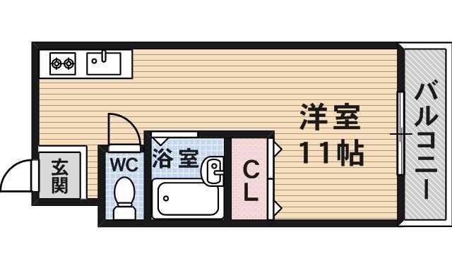 エスパス南巽(ワンルーム/3階)の間取り写真