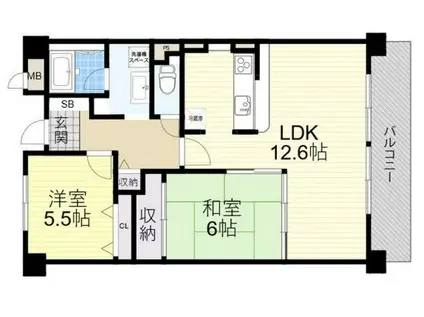 フェリーチェ加美(2LDK/2階)の間取り写真