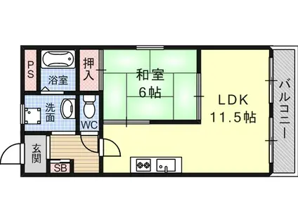 サンメゾン(1LDK/3階)の間取り写真