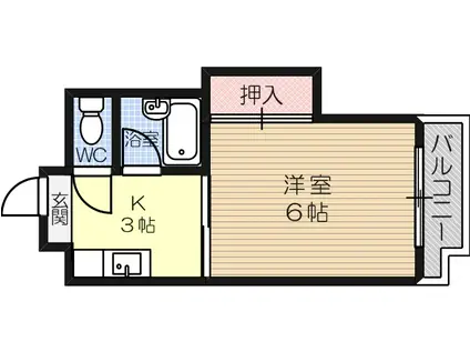 グレース平野(1K/2階)の間取り写真