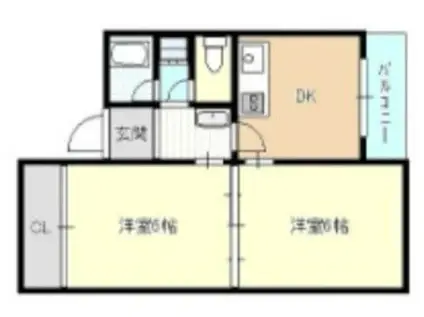 PALMIZIO平野西Ⅰ(2DK/3階)の間取り写真