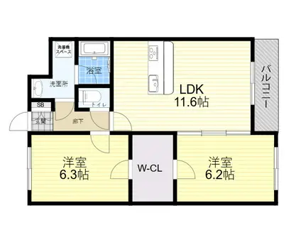 アメニティー平野(1SLDK/1階)の間取り写真