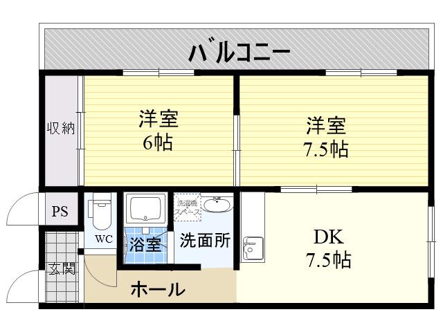 辰巳ハイツ(2DK/1階)の間取り写真