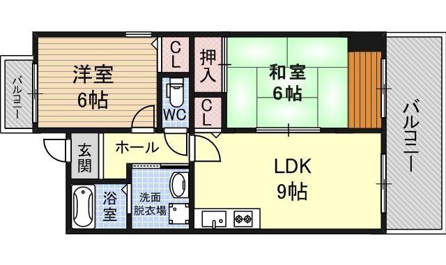 アメニティー西脇(2DK/5階)の間取り写真