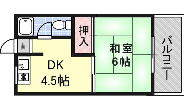 コーポ青木(1DK/5階)の間取り写真