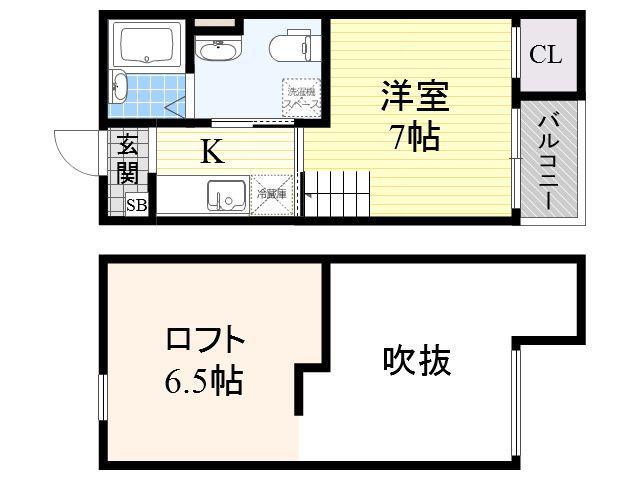 フローレス壱番館(1K/2階)の間取り写真