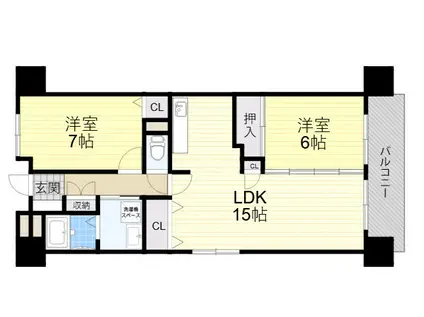 メゾンミヤビ(2LDK/4階)の間取り写真