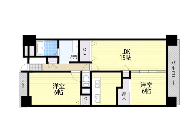 東部市場前レジデンス(2LDK/5階)の間取り写真