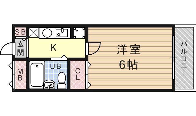 ノース2(1K/1階)の間取り写真