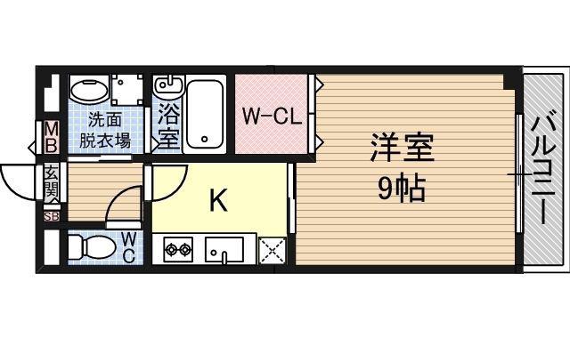アンプルールフェール六反(1K/3階)の間取り写真