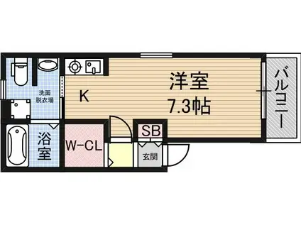 こもれびガーデン(ワンルーム/2階)の間取り写真