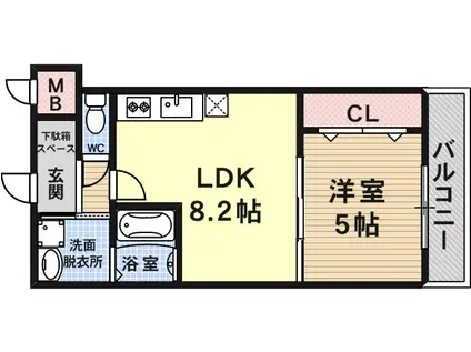 フジパレスクレアトゥール正覚寺1(1LDK/1階)の間取り写真