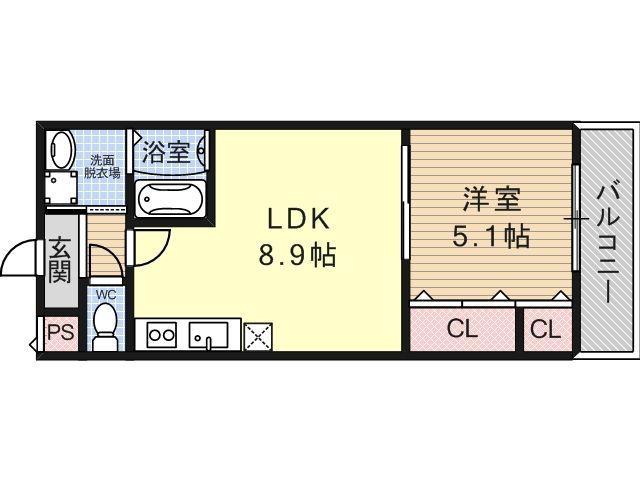 フジパレスクレアトゥール正覚寺2(1LDK/2階)の間取り写真