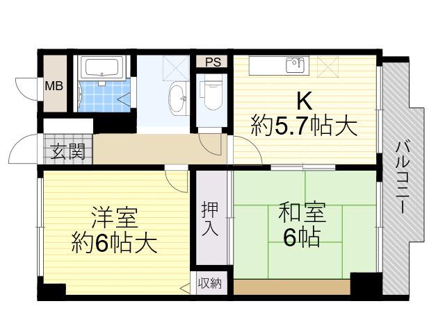 サンライフ(2K/3階)の間取り写真