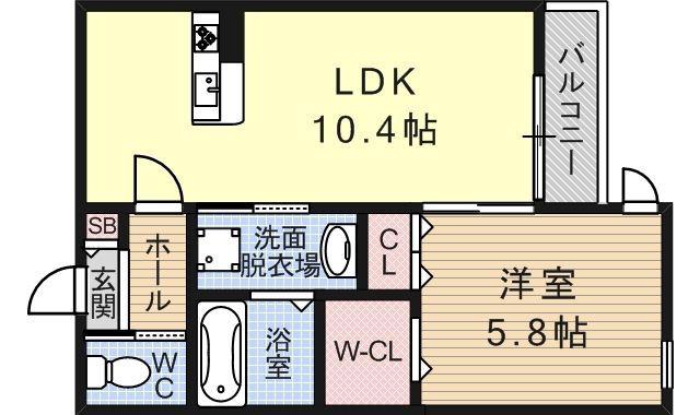メゾンドルミエール(1LDK/1階)の間取り写真