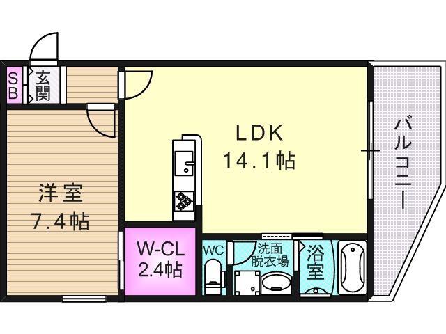 ヴィーブル駒川FERIO(1LDK/1階)の間取り写真