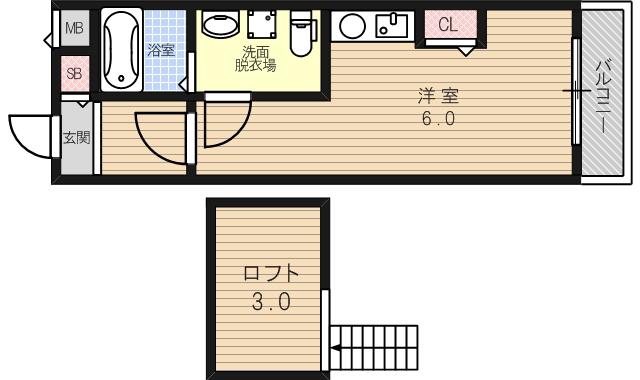 ブルーアースⅢ(ワンルーム/2階)の間取り写真