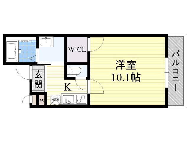 フジパレス田辺イースト(1K/1階)の間取り写真