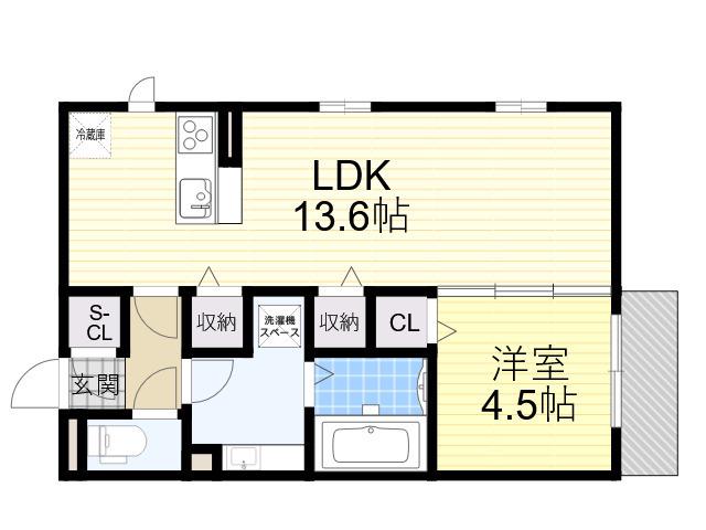 アビタシオン加美北(1LDK/3階)の間取り写真
