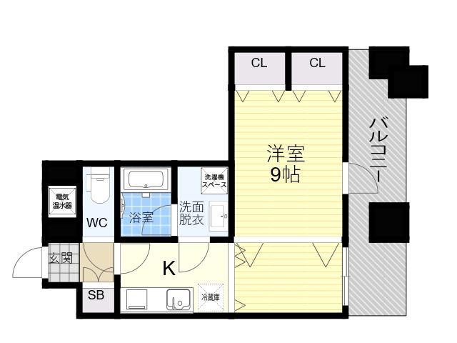 CITYSPIRE平野(1K/6階)の間取り写真