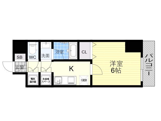 CITYSPIRE平野(1K/9階)の間取り写真