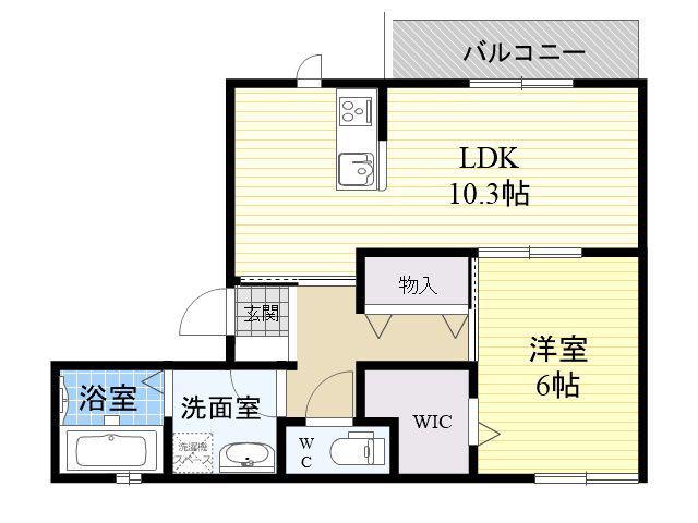シュトラール喜連瓜破(1LDK/2階)の間取り写真
